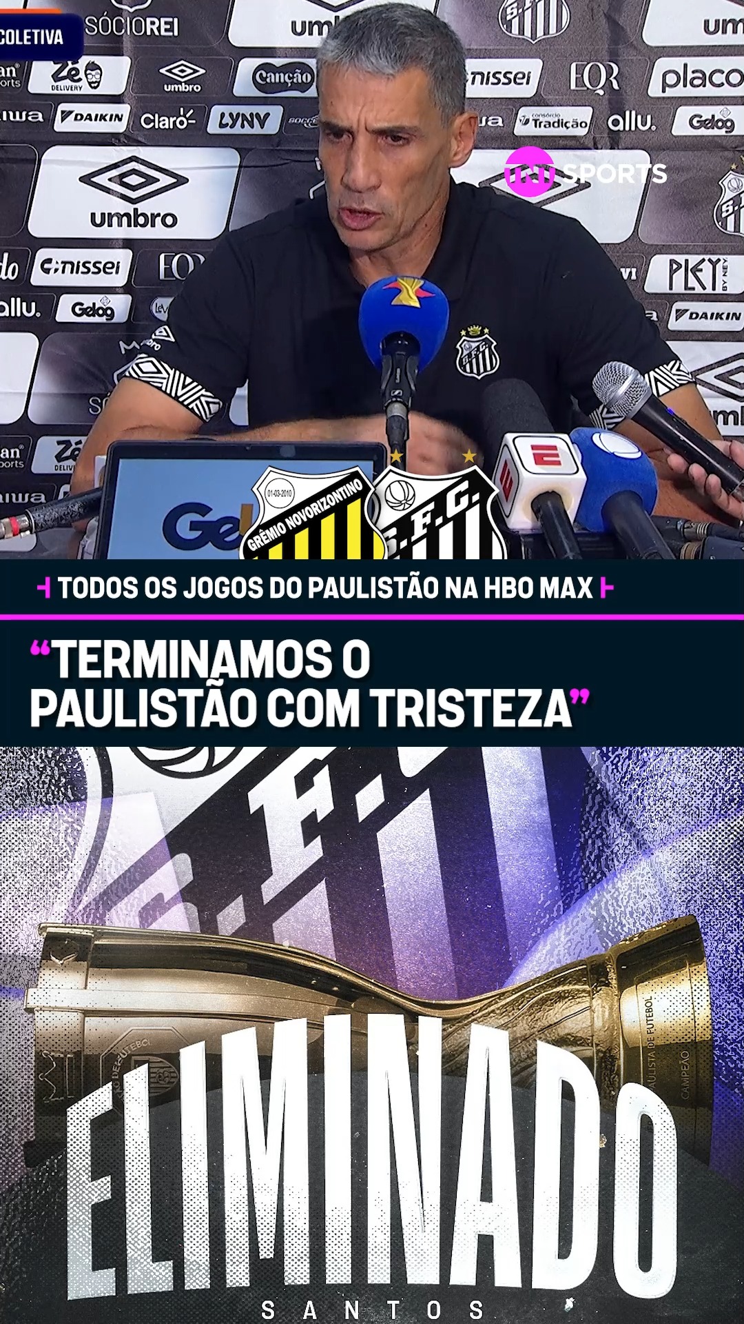 O VOJVODA FALOU SOBRE O CLIMA APÓS A ELIMINAÇÃO! ❌🐋 O técnico do Santos comentou o sentimento após perder a vaga na semifinal. TODOS OS JOGOS DO MATA-MATA DO PAULISTÃO SÓ NA HBO MAX! 💪 No próximo final de semana tem as semifinais do Paulistão, e todos os jogos você só vê na @hbomaxbr! Assine pelo link na BIO! #PaulistãoNaTNT #PaulistãoNaHBOMax #FutebolBrasileiro
