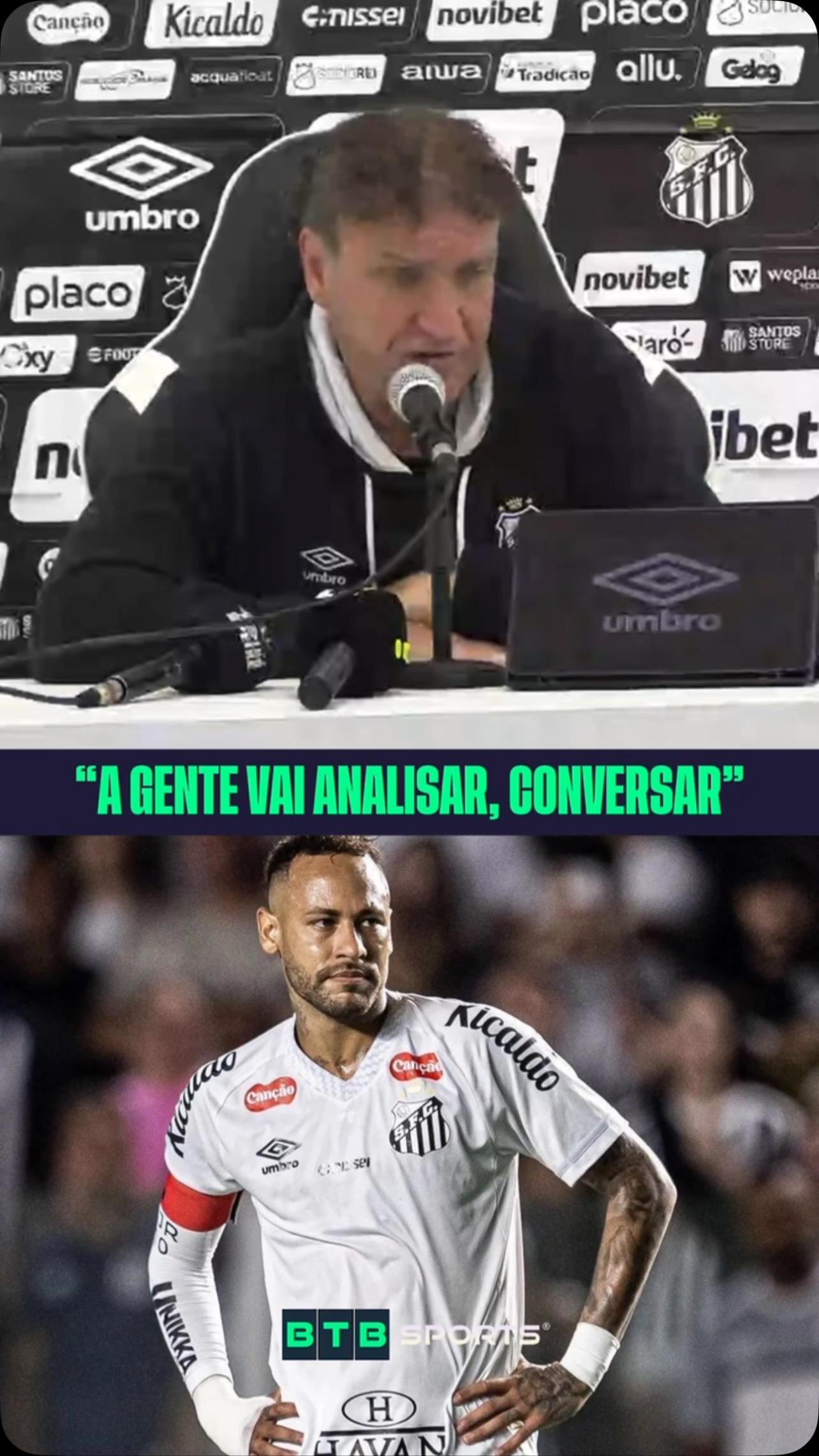 CUCA FALA SOBRE NEYMAR! 🚨 Em entrevista coletiva, Cuca revelou que ainda não há uma programação definida para Neymar no Santos. O camisa 10 se reapresenta ao Peixe nesta terça-feira, e a comissão técnica deve definir os próximos passos após a chegada do atacante. 📹 | BTB SPORTS | Notícias do Futebol Brasileiro ⸻ ⁣⚠️‎ Fique por dentro de TUDO que acontece com seu TIME DE FUTEBOL ⚠️ ⁣👉🏼‎ Siga‎ BTB SPORTS | Notícias do Futebol Brasileiro #Santos #Neymar #Cuca #Peixão #Brasileirão