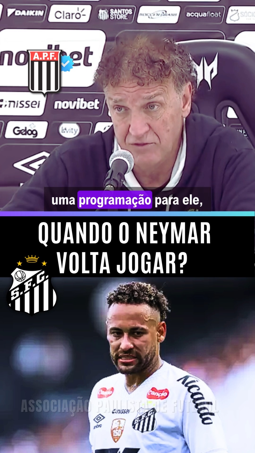 👀E AÍ, QUANDO SERÁ QUE O NEYMAR VAI VOLTAR? 🤔🐋 Na entrevista coletiva após a derrota do Santos contra o Botafogo, que marcou o retorno do Campeonato Brasileiro após a pausa para a Copa do Mundo, o professor Cuca comentou a possibilidade de volta de Neymar ao Peixe. O treinador deu detalhes sobre a reapresentação do camisa 10 mas não sabe quando ele deve estar disponível. CRÉDITOS 🎥: SANTOS FC #neymar #santosfc #santos #neymarjr #njr