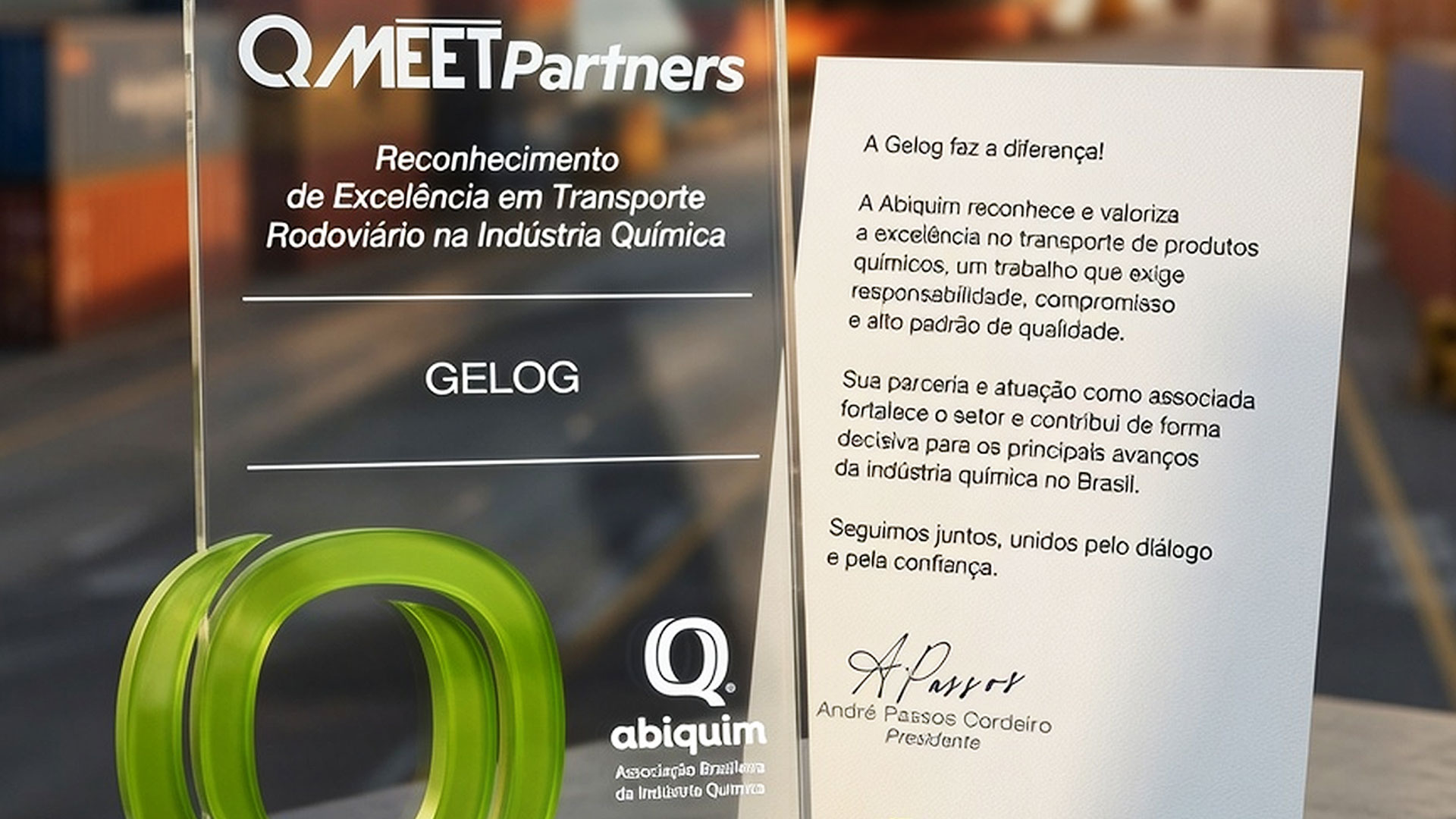 Gelog é reconhecida pela Abiquim por excelência no transporte de produtos químicos